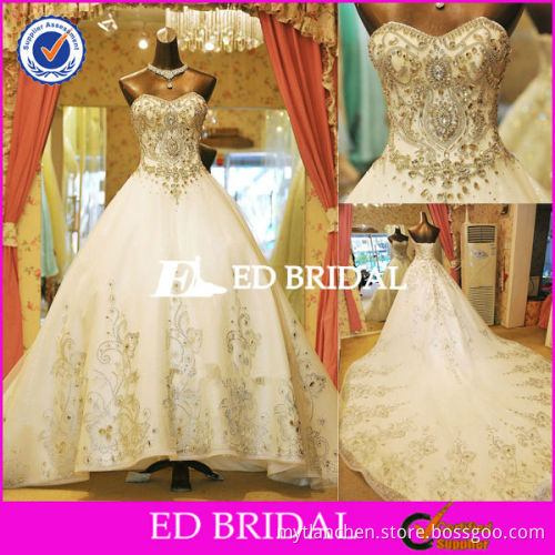 XL518 2014 Sexy Bling Bling Sweetheart Off Shoulder Heavy Beaded Crystal Diamond Chapel Train Satin Wedding Dress